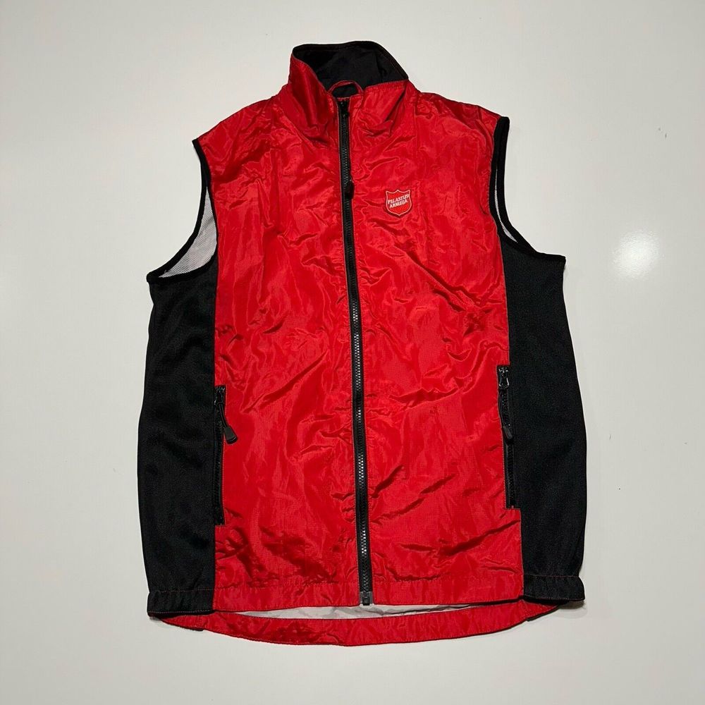 Clique Full Zip Sleeveless Windbreaker Vest - Men's Small Red Pockets Soft Shell